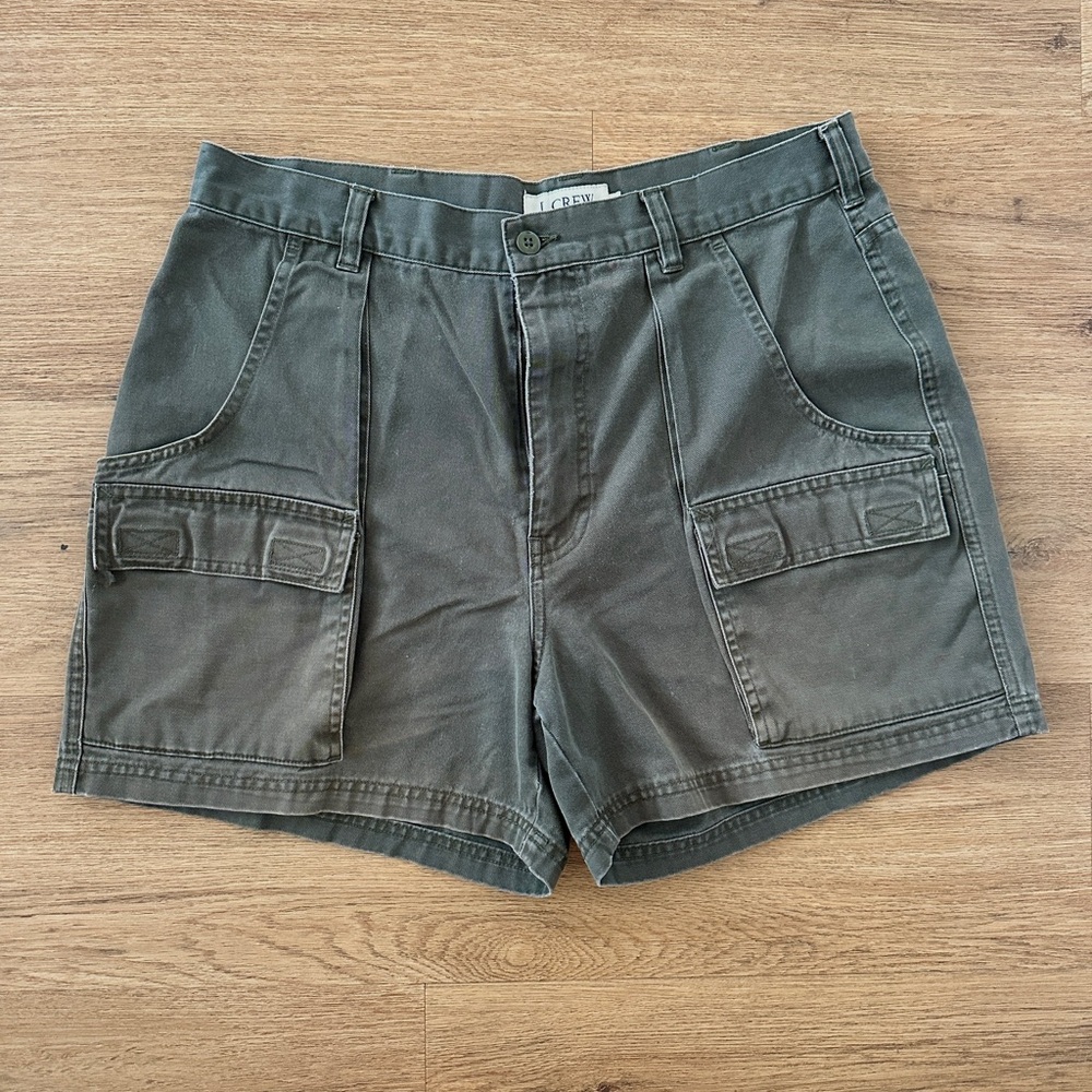 Vintage J CREW 🌲 the Perfect Olive Green Cargo Utility Shorts Unisex size 34